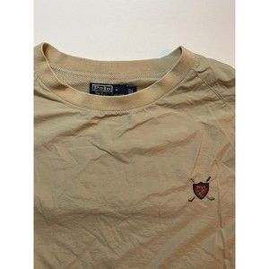 VTG Polo Golf Ralph Lauren Windbreaker Jacket Pullover Large Tan Spellout Tan